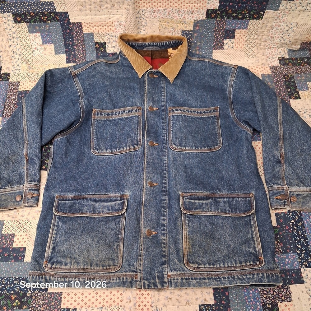 Vintage 80s Banana Republic Safari Barn Coat Chore Jacket Mens L Aztec Blanket